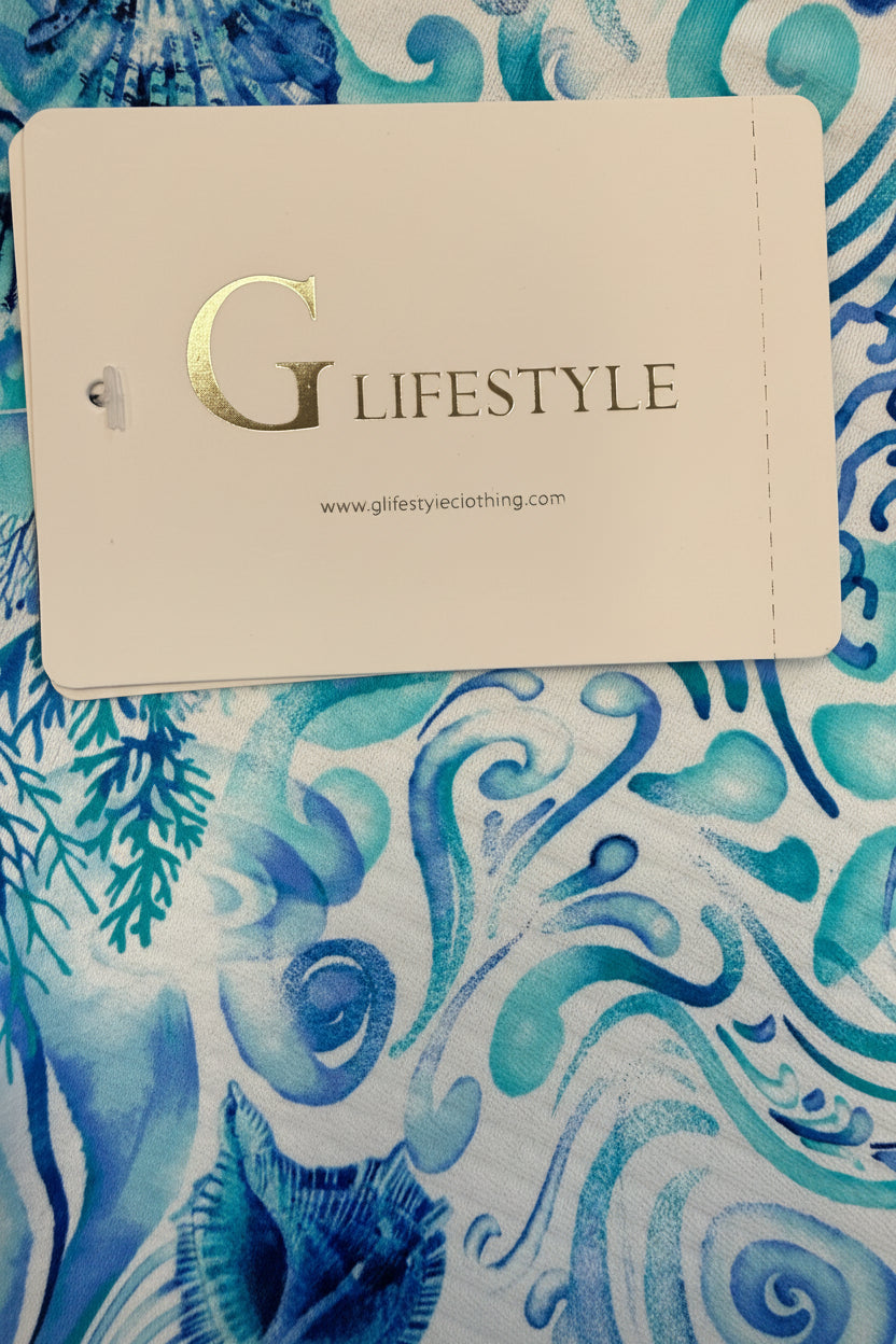 G-Lifestyle Long Sleeve Quarter Zip - Blue Coral Reef - Small
