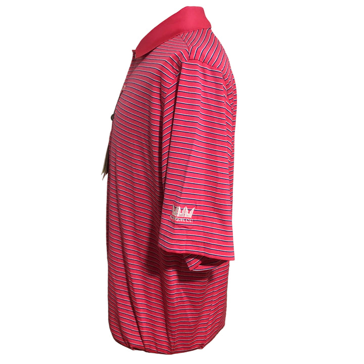 Donald Ross Men's Stripe Performance Polo (w/logo) - Morocco/Navy/Cream - Small - Skorzie