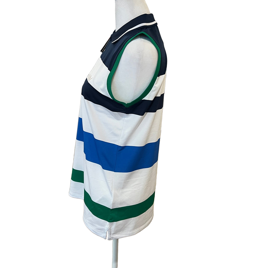 RLX Ralph Lauren Tailored Fit Sleeveless Polo (w/logo) - White Multi