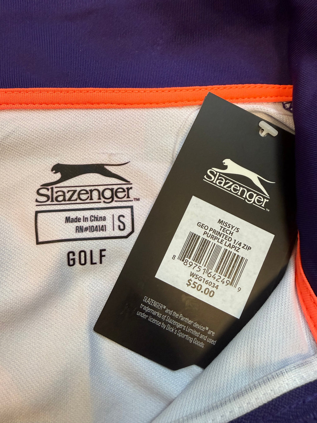 Slazenger Geo Printed Long Sleeve 1/4 Zip Pullover - Small - Purple Lapis - Skorzie