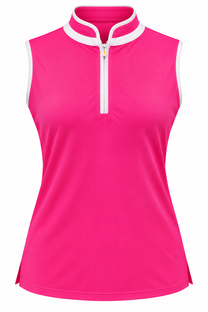 Swing Control Pique Mockneck Sleeveless Shirt - Bubblegum