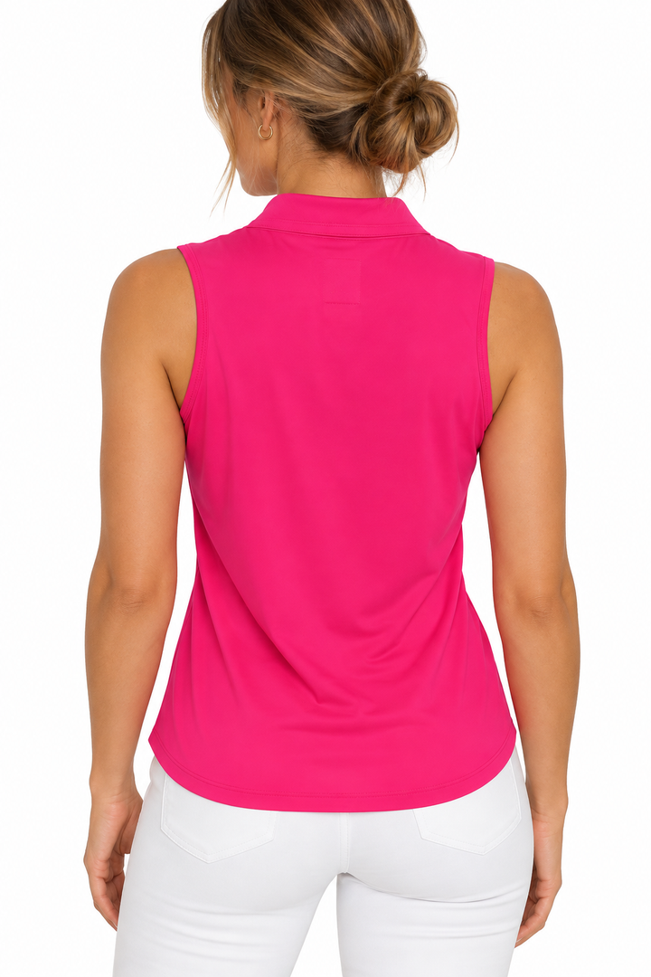 Lucky in Love Womens Chi Chi Sleeveless V-Neck Top - Hot Pink