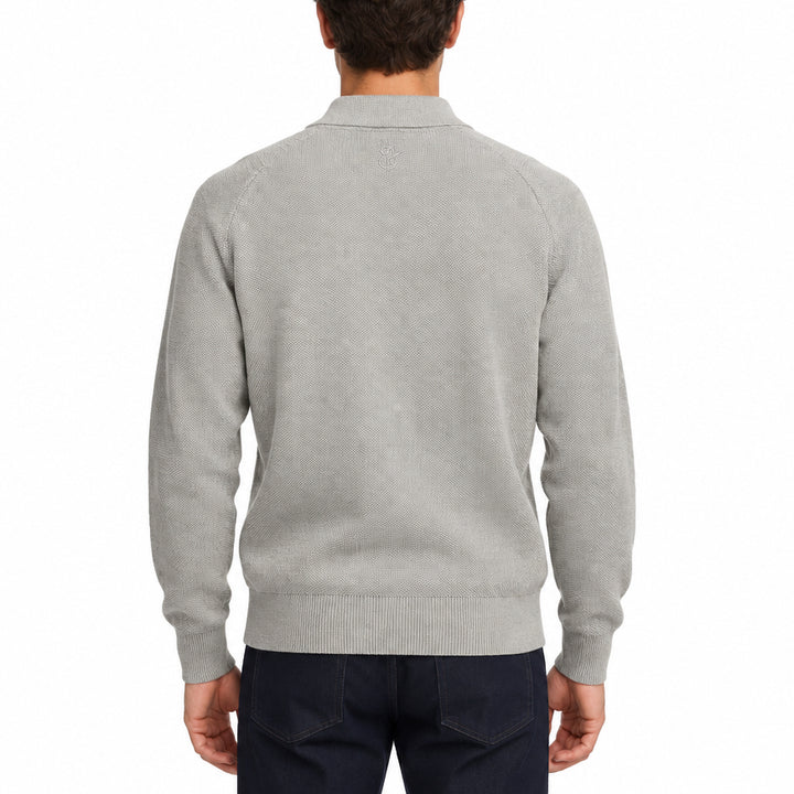 Collars & Co Men's Cotton Quarter Zip Light Grey Size XL