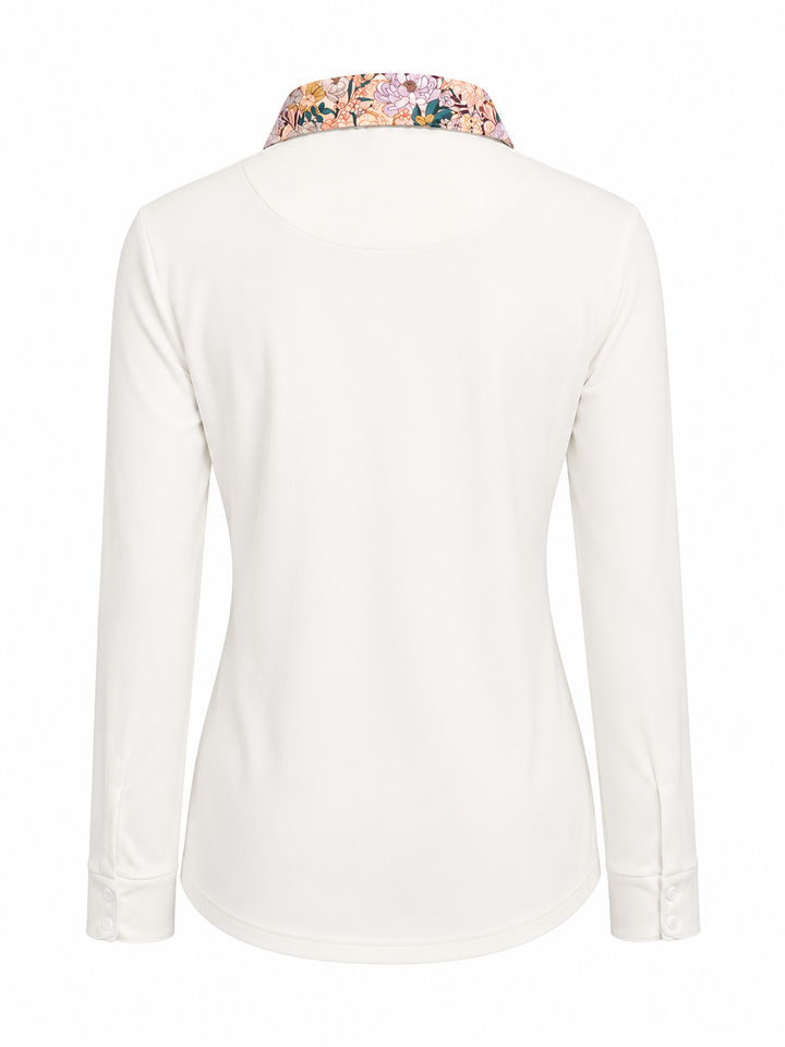 Kastel Denmark Long Sleeve Tailored Shirt - Champagne Blooming Peonies - Skorzie