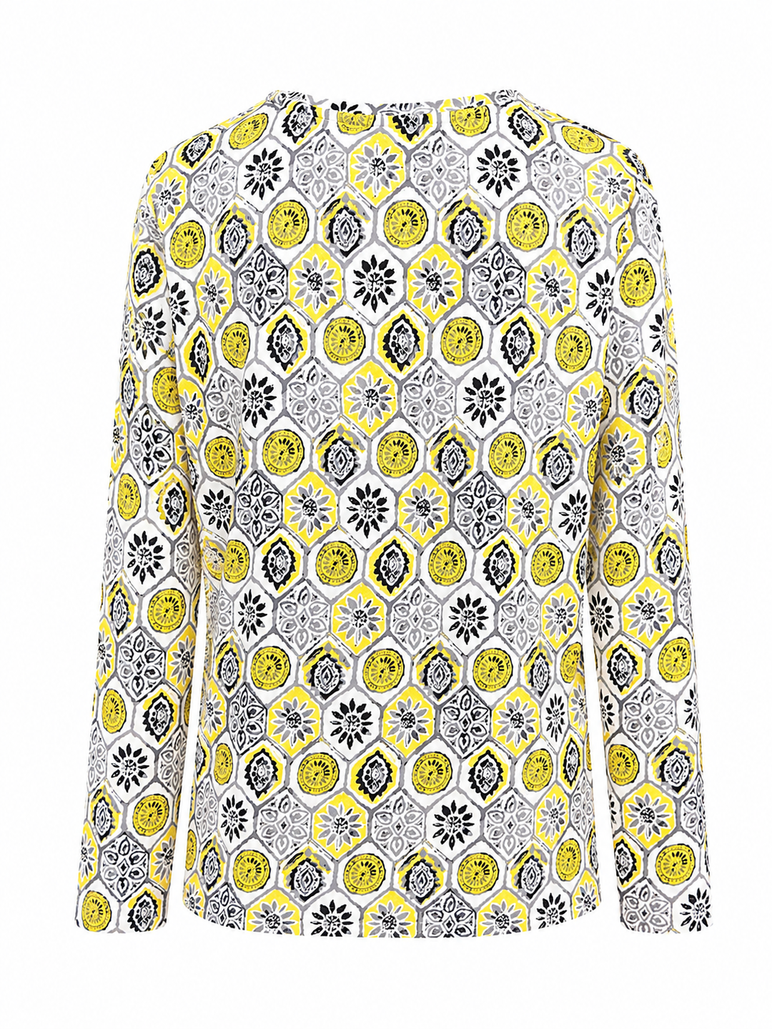 IBKUL Terra Long Sleeve Crew Neck Top - Yellow/Black