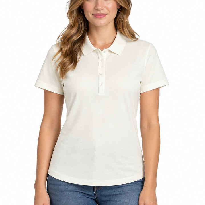 Straight Down Women's Golf Polo Sindy Rib Knit Coconut Size M