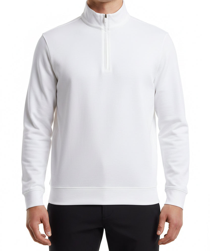 G/FORE Men's Golf Pullover Soft Touch Jersey 1/4 Zip Snow Size M