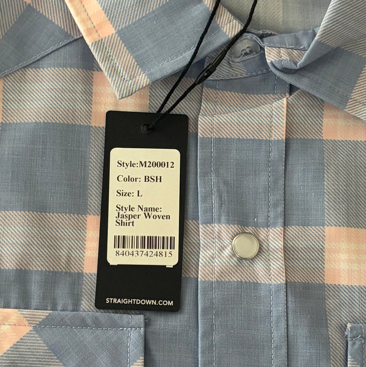 Straight Down Men's Shirt Jasper Woven Blue Shade Size L