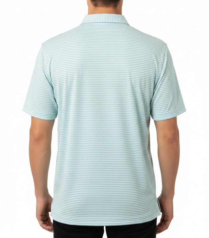 Straight Down Men's Golf Polo Channel Stripe Mint Size L