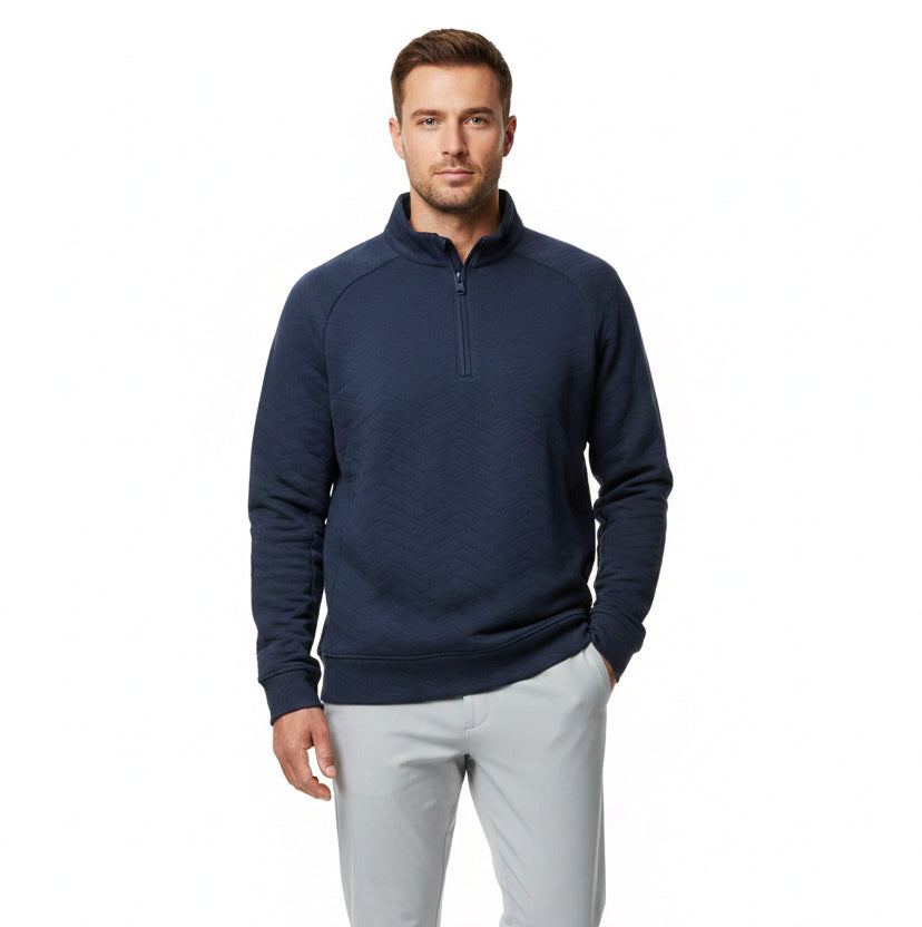 G/FORE Men's Golf Pullover Dunes Cotton Quilted Twilight Size M