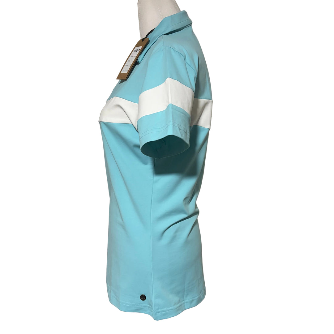 MDC Jersey Zip Polo Shirt - Sea/White - Skorzie