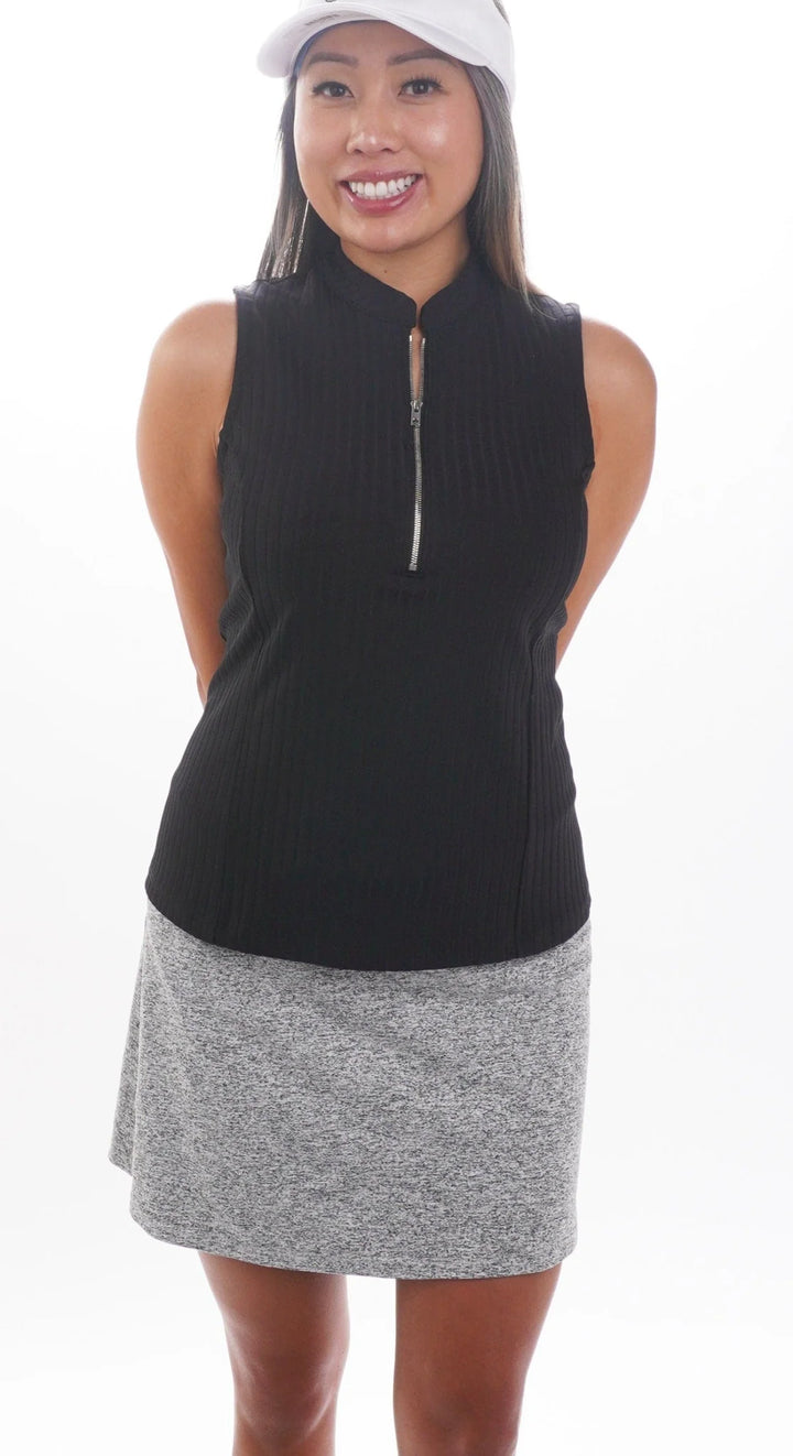 Amy Sport Frontline 2.0 Sleeveless Top - Black Ribbed