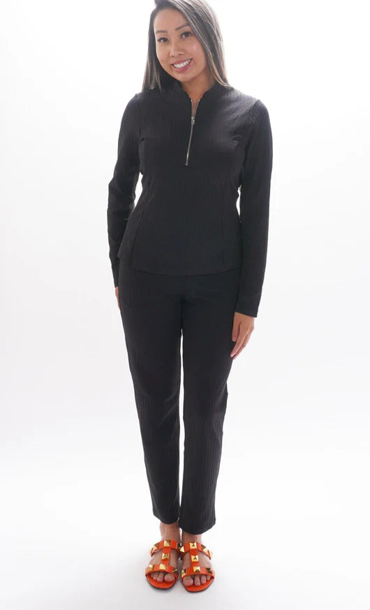 Amy Sport Katelyn Long Sleeve Black Ribbed Top