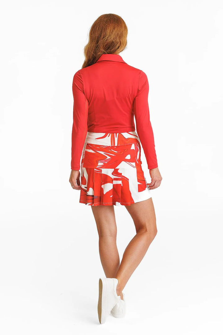 Amy Sport Marisa Pleated Skort (16') - Red Abstract
