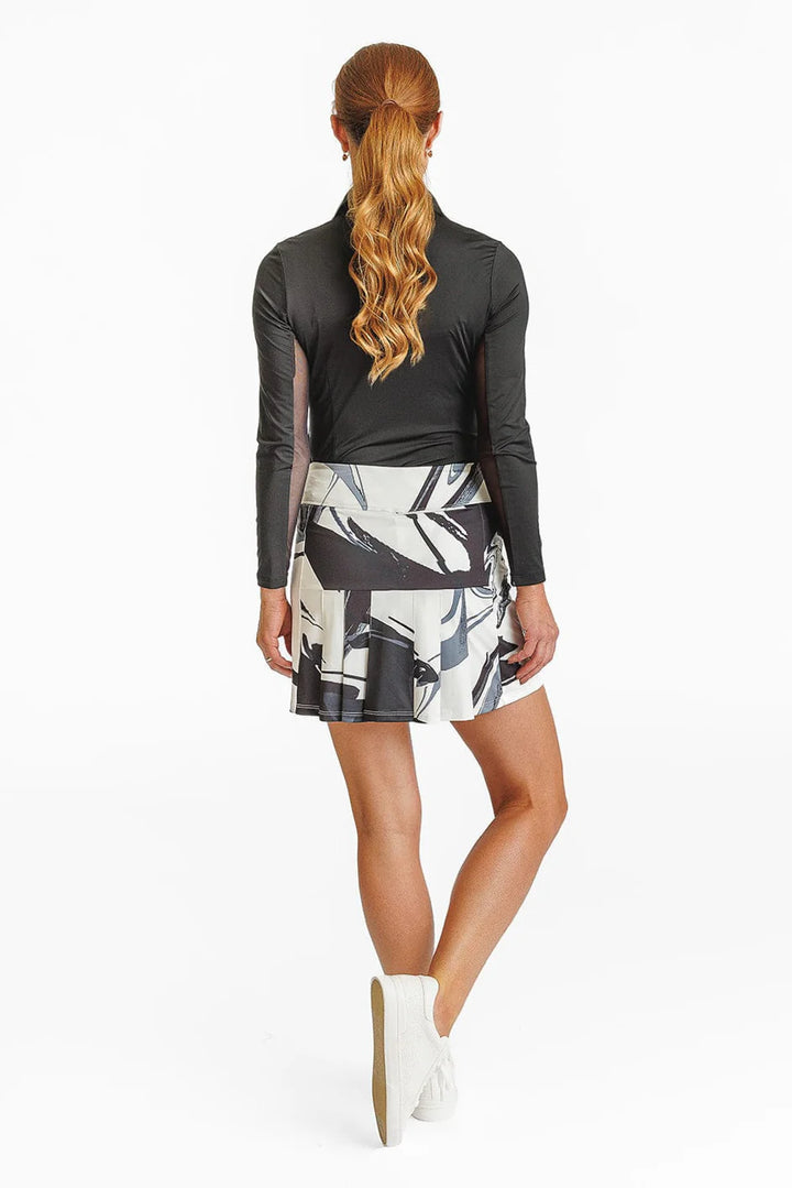 Amy Sport Womens Marisa Pleated Skort (16') - Black Abstract