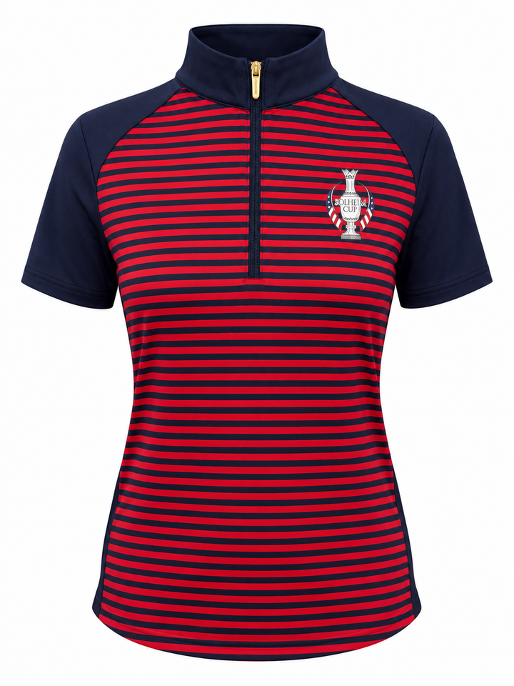 Dunning Solheim Cup Bar Striped Zip Polo - Glory/Night Sky