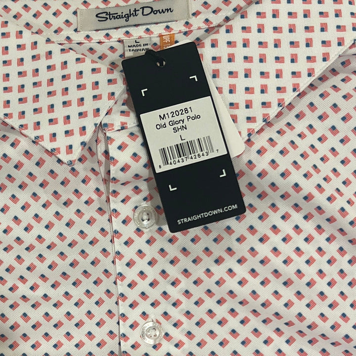 Straight Down Men's Golf Polo Old Glory Shine Size L