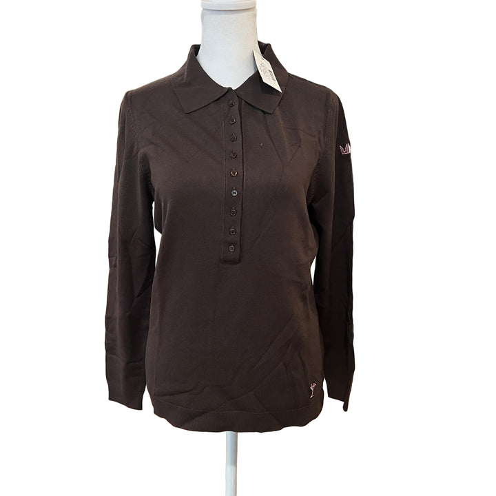 Golftini Button Polo Sweater (w/logo) - Cocoa