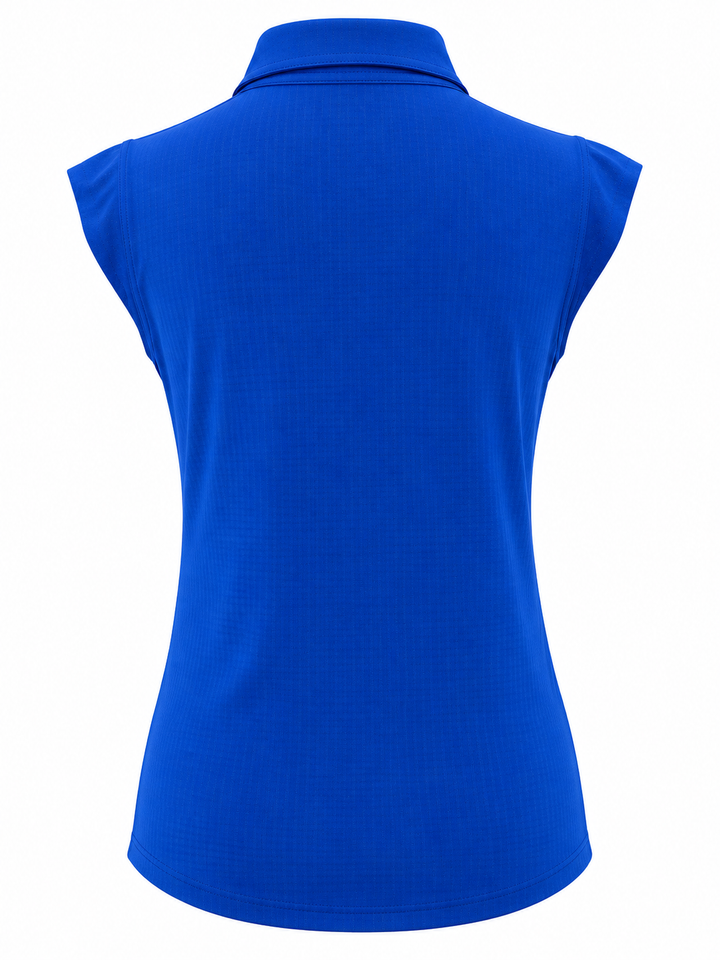 IBKUL Womens Riley Sleeveless Zip Polo - Blue