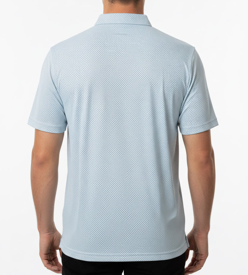 Straight Down Men's Golf Polo Check Mate Mint Size L