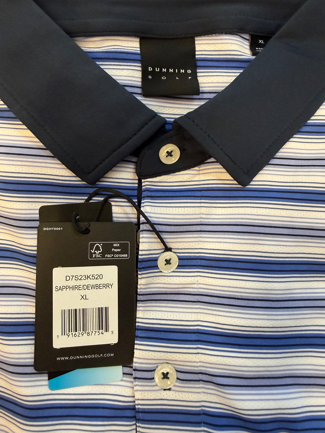 Dunning Golf Performance Polo (w/ logo) - Sapphire/Dewberry