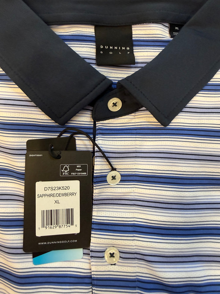 Dunning Golf Performance Polo (w/ logo) - Sapphire/Dewberry