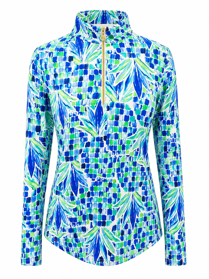 G-Lifestyle Long Sleeve Quarter Zip Top - Blue Pineapple