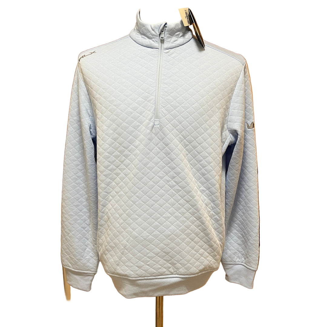 RLX Classic Fit Quilted Double-Knit Pullover (w/ logo) - Sky Blue - Medium - Skorzie