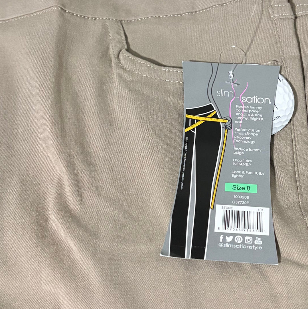 Slimsation Women's Golf Ankle Pants 29" Stone Size 8