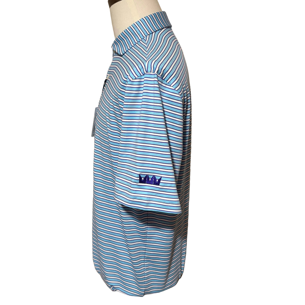 Turtleson Darcy Stripe Performance Polo (w/logo) - Blue/Violet - Skorzie