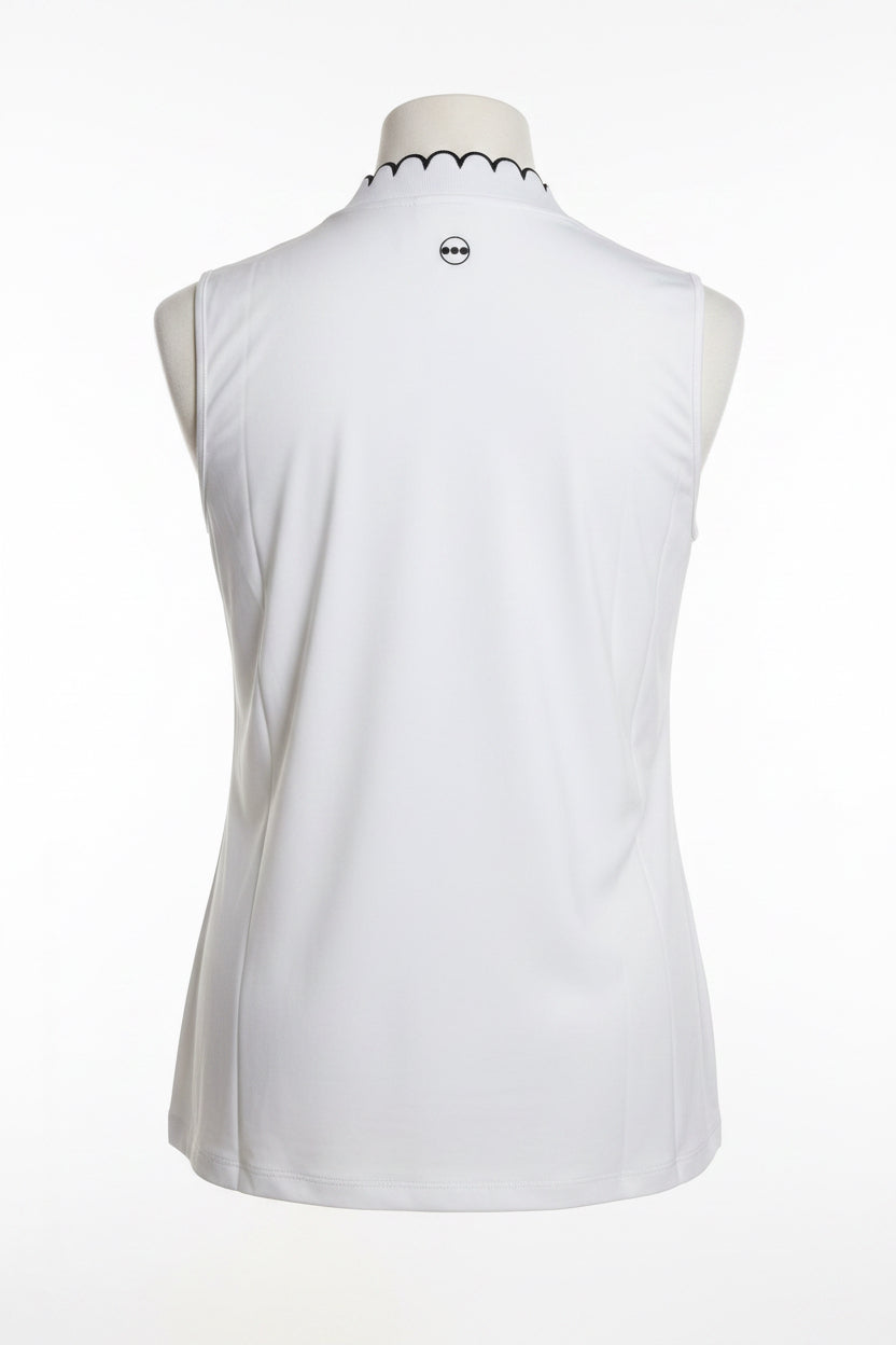 Swing Control Scalloped S/L Velocity Top - White/Navy - Small - Skorzie