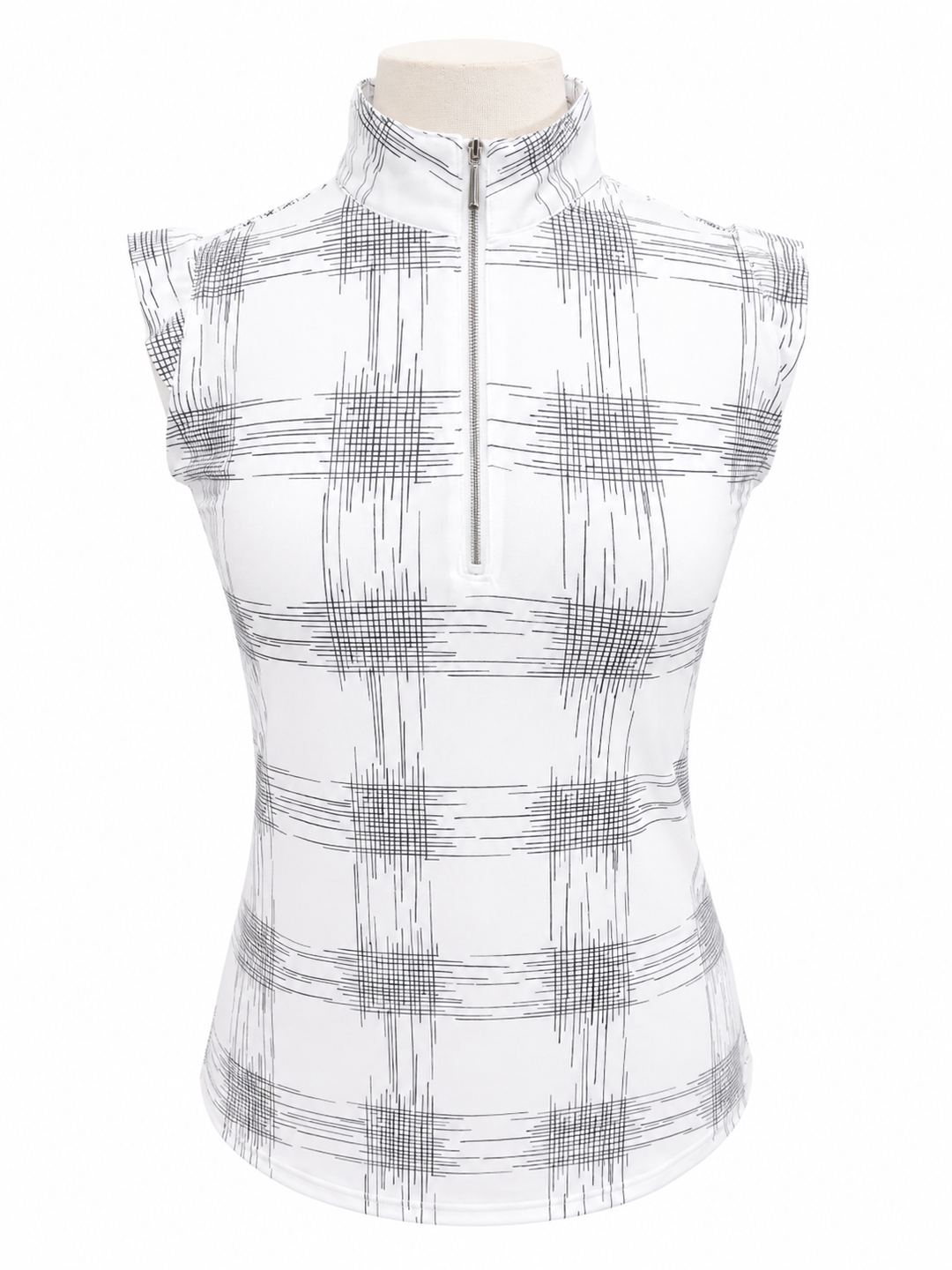 SanSoleil SolCool Sleeveless Mock  - Hash Black/White