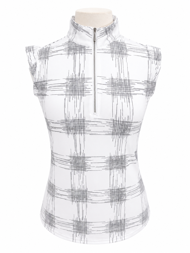 SanSoleil SolCool Sleeveless Mock  - Hash Black/White