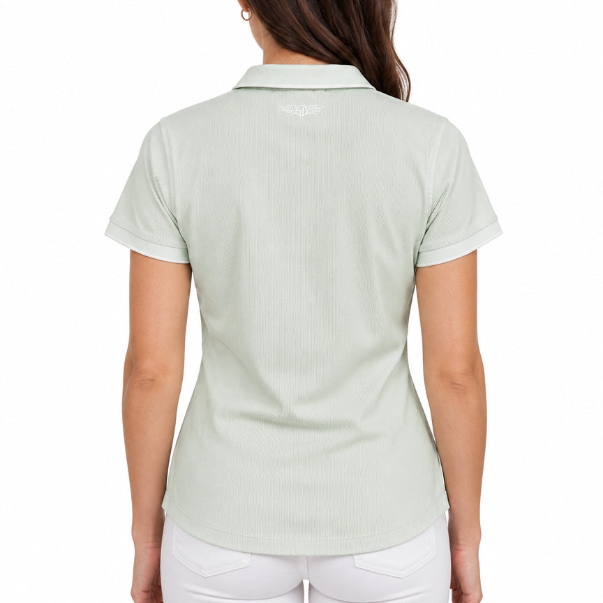 Straight Down Women's Golf Polo Sindy Rib Knit Light Green Size M