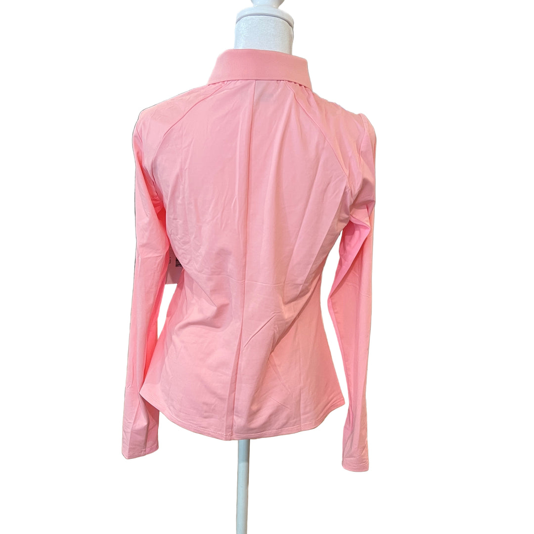 Foray Golf Mesh Inset Long Sleeve Fashion Polo - Pink