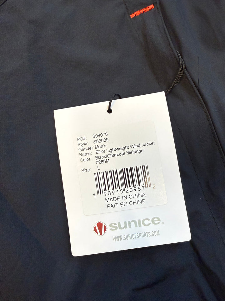 Sunice Men's Elliot Lightweight Wind Jacket - Black - Large