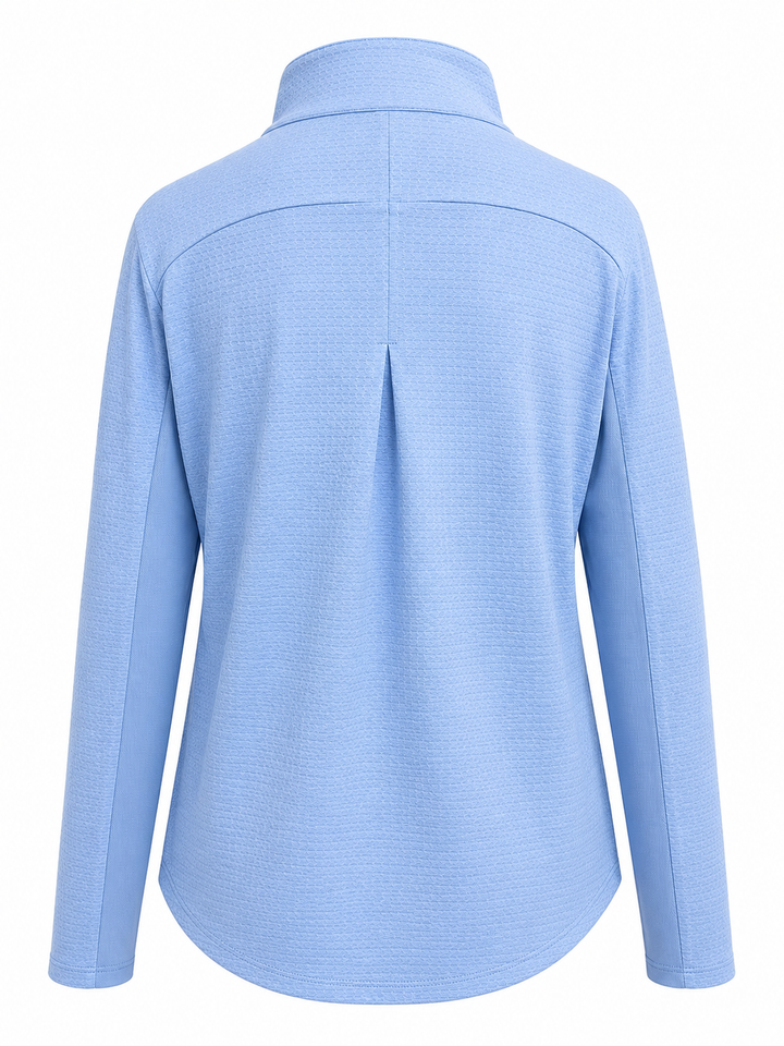 IBKUL Solid Long Sleeve Zip Mock - Periwinkle