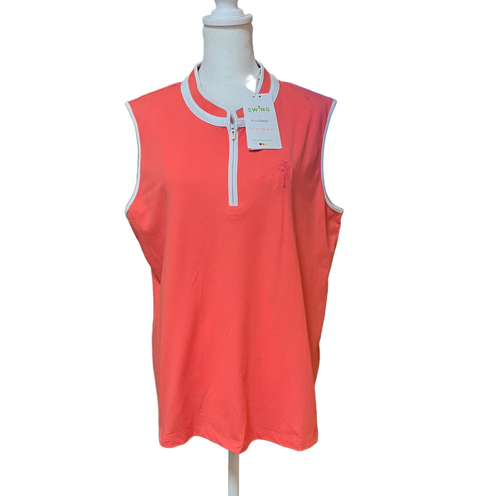 Swing Control 1/4 Zip Tank (w/logo) - Coral - X-Large - FINAL SALE ITEM - Skorzie