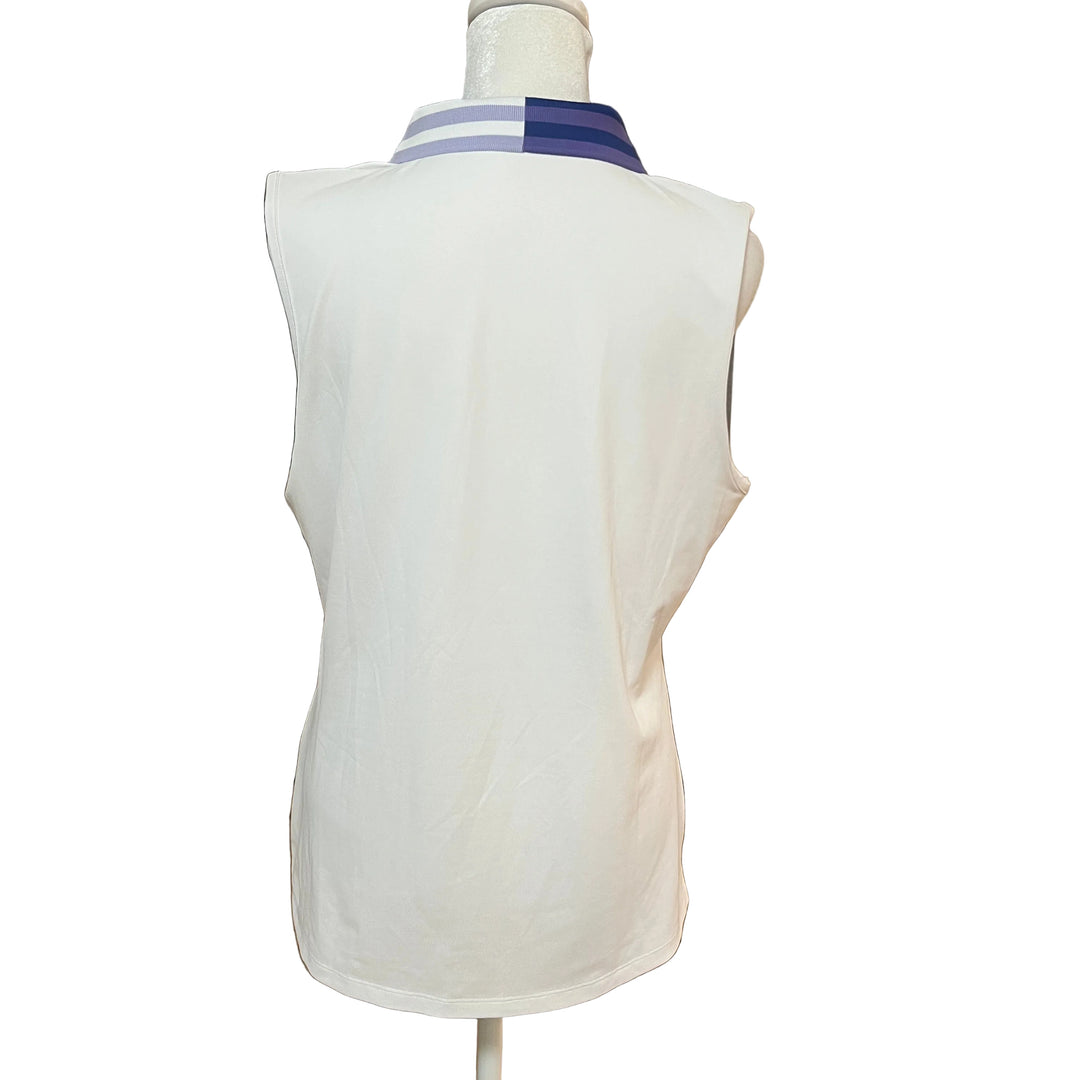 G/FORE Contrast Tech Pique Sleeveless Polo - Snow - Large - Skorzie