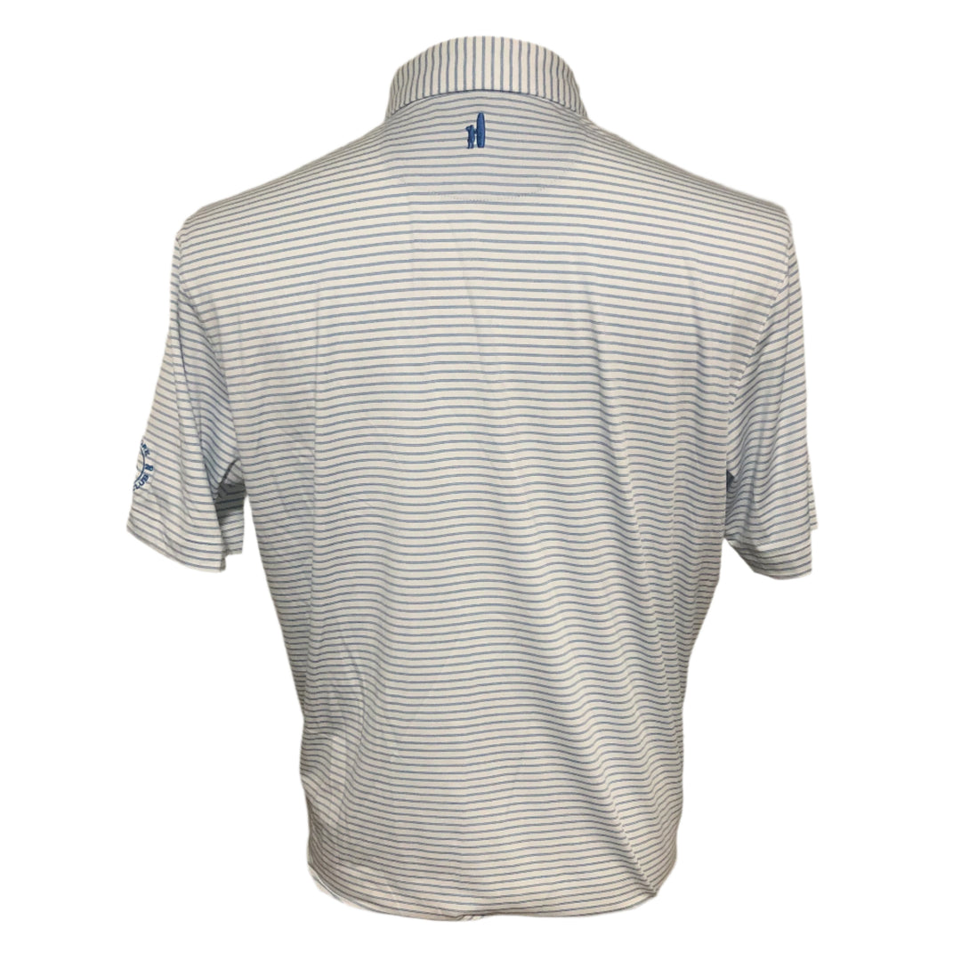 Johnnie-O Polo (w/ logo) - White/Blue Stripe - Medium - Skorzie