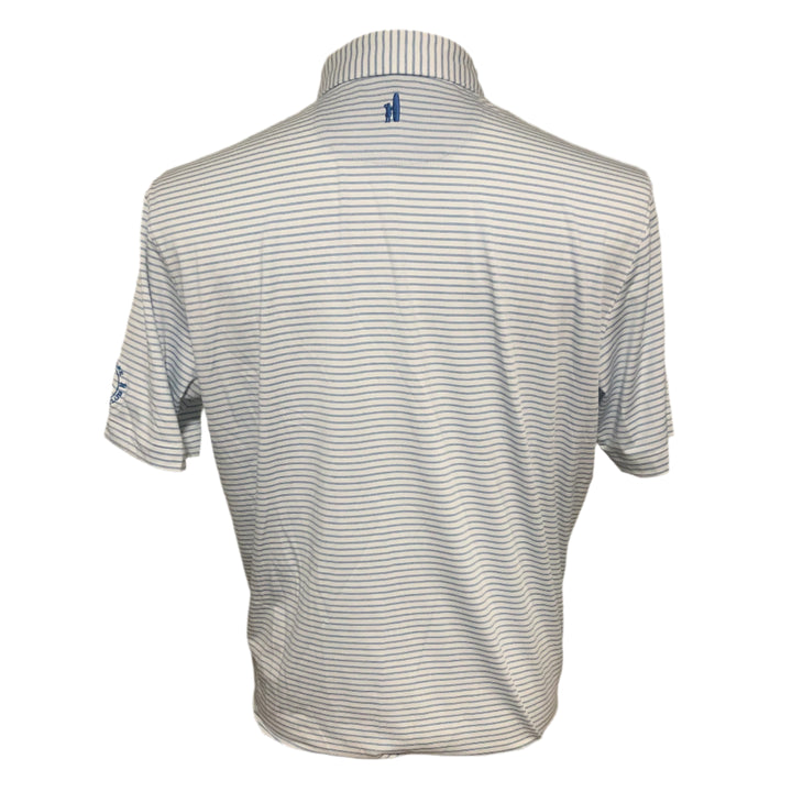 Johnnie-O Polo (w/ logo) - White/Blue Stripe - Medium - Skorzie