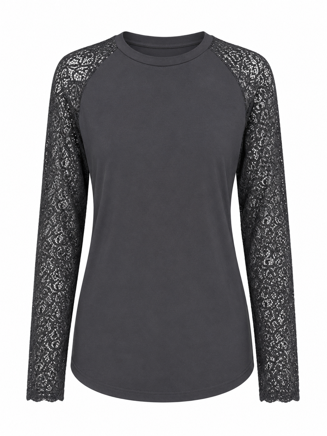 Kastel Denmark Black Floral Lace Long Sleeve Raglan Crewneck Sun Shirt - Skorzie