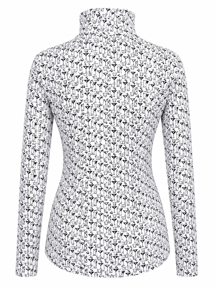 SanSoleil SoCool Long Sleeve Print Panel Mock - Mixed Drinks Black