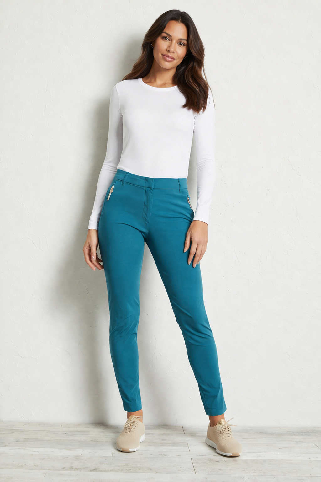 Anatomie Thea Ultra Light Weight Straight Leg Pant - Peacock - Skorzie