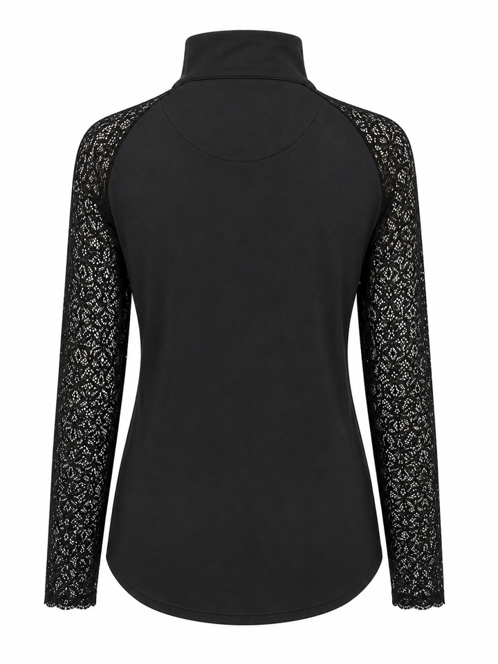 Kastel Denmark Long Sleeve Raglan 1/4 Zip Sun Shirt - Black Floral Lace - Skorzie