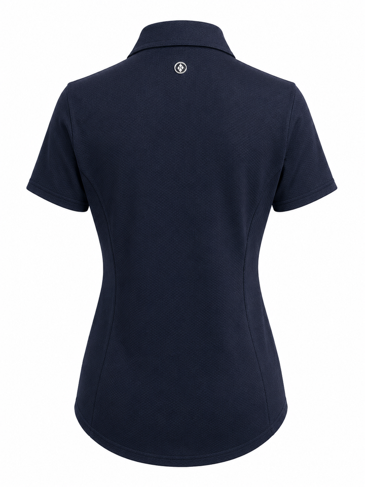 Jofit Short Sleeve Zip Performance Polo (w/ logo) - Navy