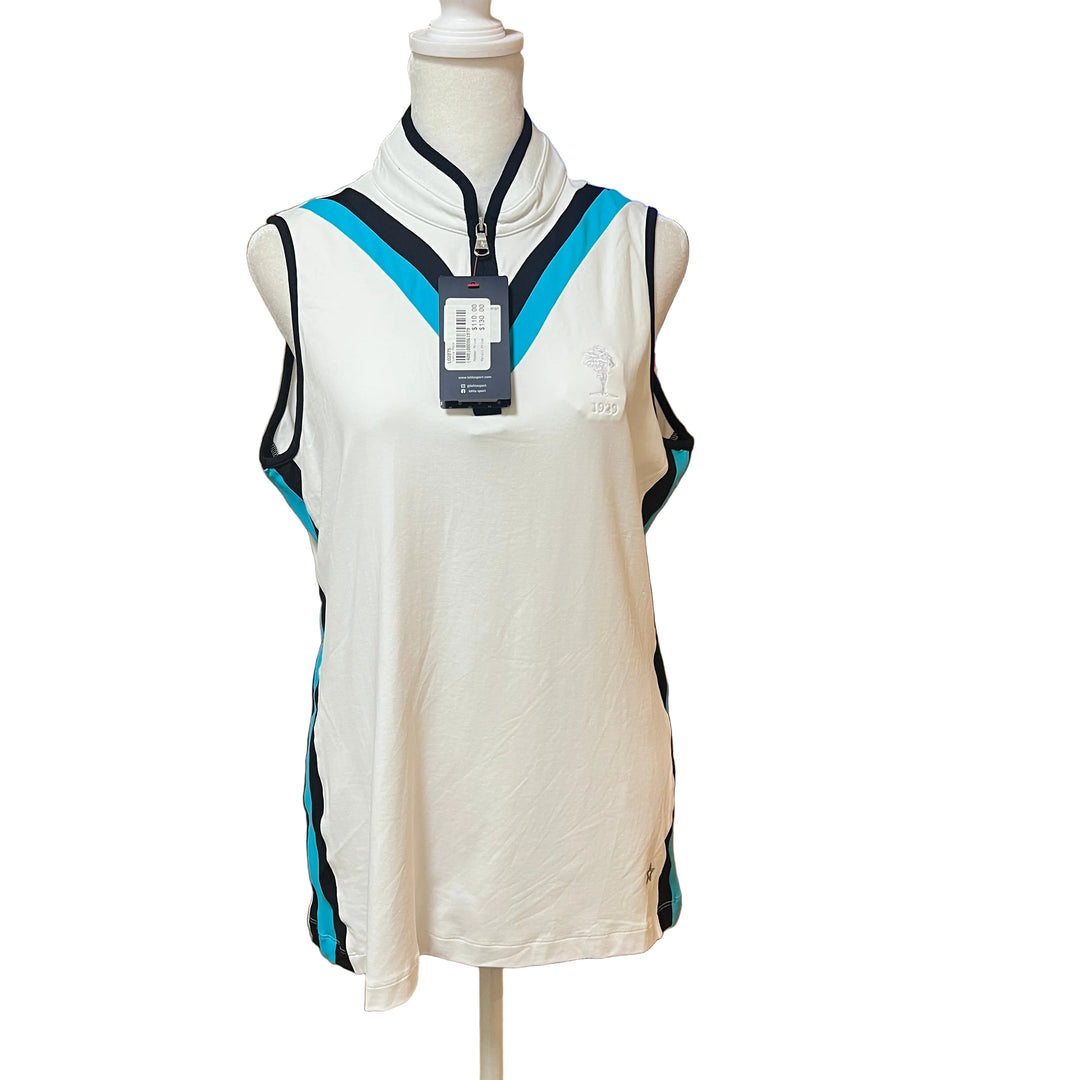 Lohla Sport Hannah Multi-Chevron SL Top (w/ logo) - White - Skorzie