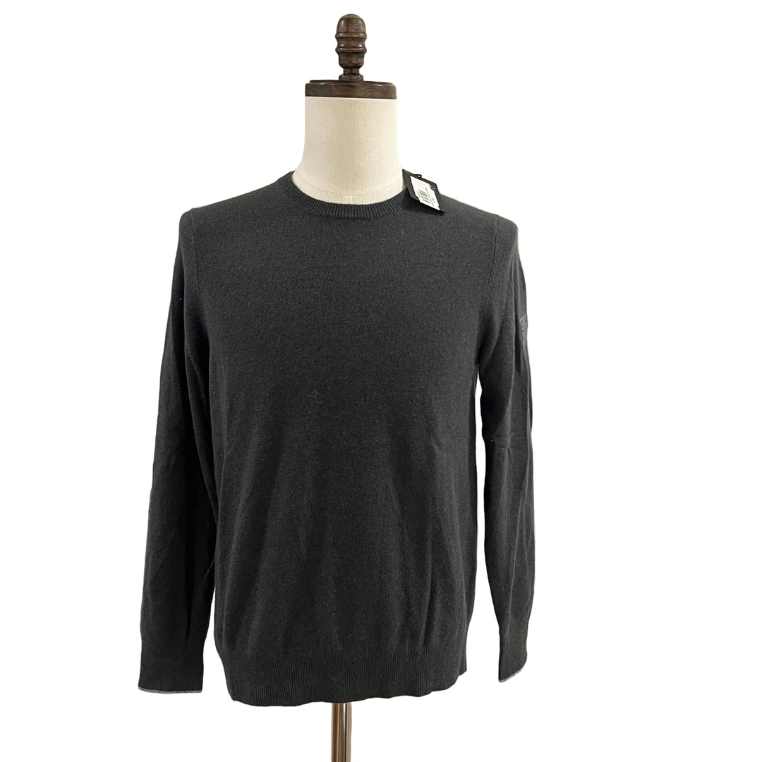 Dunning Campbell Cashmere Crew Neck Sweater (w/logo) - Cement - Skorzie