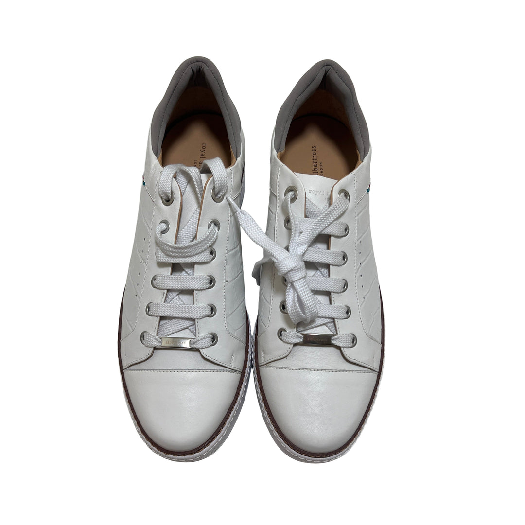 Royal Albartross Men's Italian Leather Spikeless Golf Shoe - White - Size 10