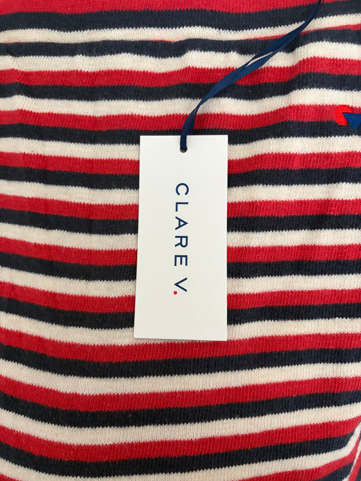 Clare V. Women's Skirt Le Mini Tube (15") Navy/Cherry Red/Cream Stripe Size XS